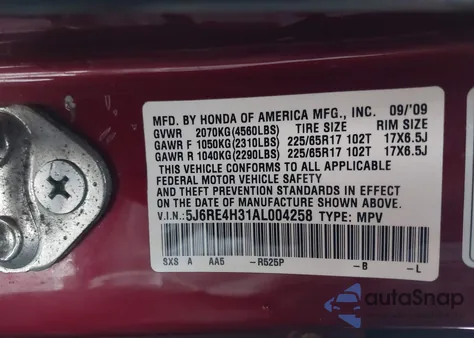 2010 Honda Cr-V Lx z USA, uszkodzony, nr VIN 5J6RE4H31AL004258